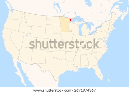 Locator Map of the County Lake (Minnesota, US) showing the Contiguous United States with the highlighted County