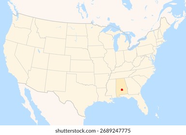 Mapa de ubicación del condado de Lowndes (Alabama, Estados Unidos) que muestra el condado contiguo de Estados Unidos con el condado destacado