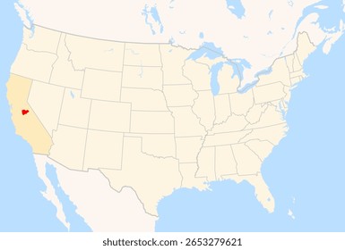 Mapa do Localizador do Condado de Mariposa (Califórnia, EUA) mostrando os Estados Unidos contíguos com o Condado destacado