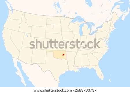 Locator Map of the County McIntosh (Oklahoma, US) showing the Contiguous United States with the highlighted County