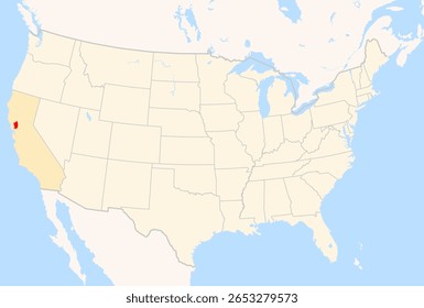 Locator Map of the County Napa (California, US) showing the Contiguous United States with the highlighted County