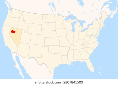 Locator Map of the County Pershing (Nevada, US) showing the Contiguous United States with the highlighted County