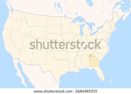 Locator Map of the County Pickens (Georgia, US) showing the Contiguous United States with the highlighted County