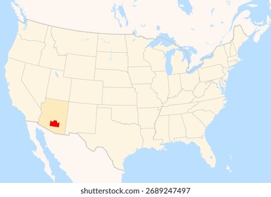 Mapa de localización del condado de Pinal (Arizona, US) que muestra los Estados Unidos contiguos con el condado resaltado
