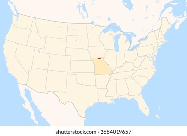 Mapa do localizador do Condado de Putnam (Missouri, EUA) mostrando os Estados Unidos contíguos com o Condado destacado
