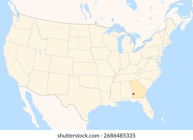 Mapa de ubicación del condado de Randolph (Georgia, Estados Unidos) que muestra el estado contiguo de Estados Unidos con el condado destacado