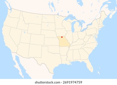 Locator Map of the County Sullivan (Missouri, US) showing the Contiguous United States with the highlighted County
