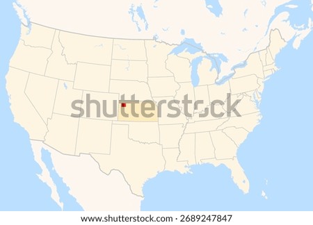 Locator Map of the County Thomas (Kansas, US) showing the Contiguous United States with the highlighted County