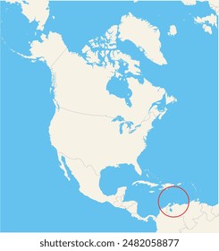Mapa de ubicación que muestra la ubicación de Aruba