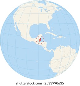 Locator map showing the location of Belize