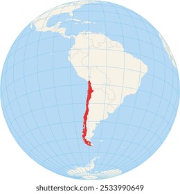 Mapa do localizador mostrando a localização de Chile