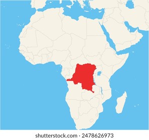Locator map showing the location of the Democratic Republic of the Congo