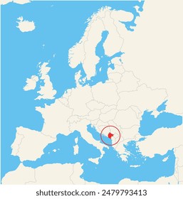 Locator map showing the location of Montenegro