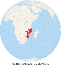 Mapa do localizador mostrando a localização de Moçambique