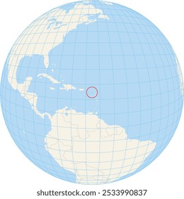 Locator map showing the location of Saint Kitts and Nevis