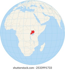 Mapa do localizador mostrando a localização de Uganda