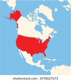 Locator map showing the location of the United States of America