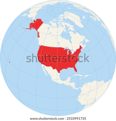 Locator map showing the location of the United States of America