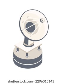 Locator for mars. Satellite for receiving and transmitting signal. Space equipment for navigation, expeditions and colonization, scientific research. Cartoon isometric vector illustration