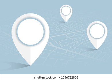 locator mock up 3 point white color on street map.vector illustration