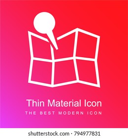 Locator on an open folded map red and pink gradient material white icon minimal design