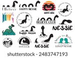 Loch Ness Monster Bundle, Nessie, Split monogram, Lochness, Monster dinosaur, stencil, Loch Ness Clipart, Loch Ness, Loch Ness Vector,