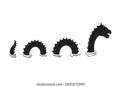 Loch Ness Monster Bundle, Nessie, Monograma dividido, Lochness, Monosaurio monstruo, plantilla, Loch Ness Clipart, Loch Ness, Vector, silueta monstruo