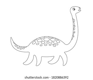 Loch Ness monster coloring page. Plesiosaur Nessie in cartoon style. Vector illustration