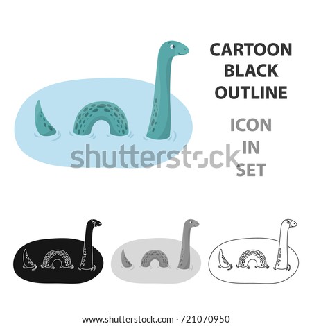 Loch Ness monster icon in cartoon style isolated on white background. Scotland country symbol stock vector illustration.