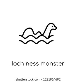 Loch ness monster icon. Trendy modern flat linear vector Loch ness monster icon on white background from thin line Fairy Tale collection, editable outline stroke vector illustration svg