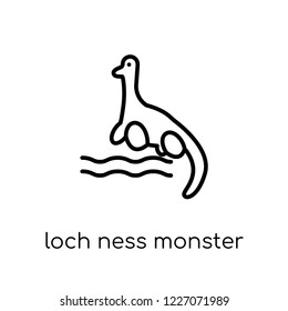 Loch ness monster icon. Trendy modern flat linear vector Loch ness monster icon on white background from thin line animals collection, editable outline stroke vector illustration