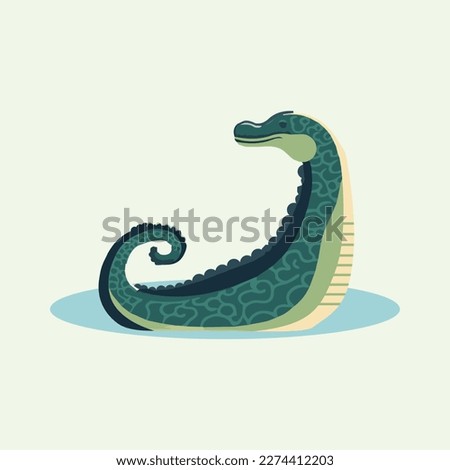 Loch Ness Monster, Nessie. Flat style illustration. 