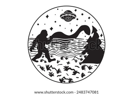 Loch Ness Monster, Nessie, Split monogram, Lochness, Monster dinosaur, stencil, Loch Ness Clipart, Loch Ness, Loch Ness Vector,