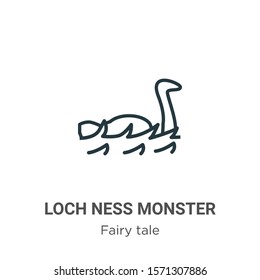 Loch ness monster outline vector icon. Thin line black loch ness monster icon, flat vector simple element illustration from editable fairy tale concept isolated on white background