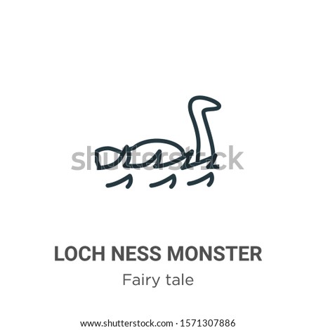 Loch ness monster outline vector icon. Thin line black loch ness monster icon, flat vector simple element illustration from editable fairy tale concept isolated on white background