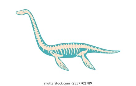 Loch ness monster plesiosaurus skeleton vector illustration