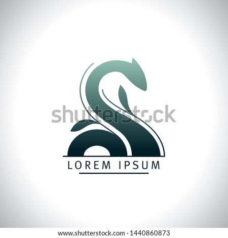 Loch ness, snake or dragon vector logo design
