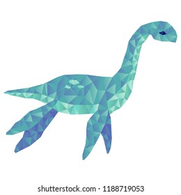 Loch nessie low poly art on white background vector illustration flat desing