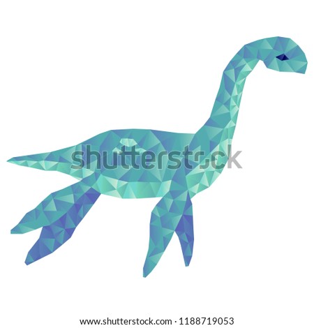 Loch nessie low poly art on white background vector illustration flat desing