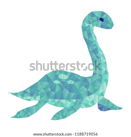 Loch nessie low poly art on white background vector illustration flat desing