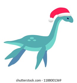 Loch nessie on white background vector illustration flat desing