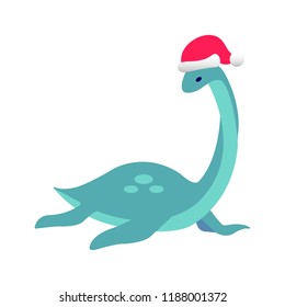 Loch nessie on white background vector illustration flat desing