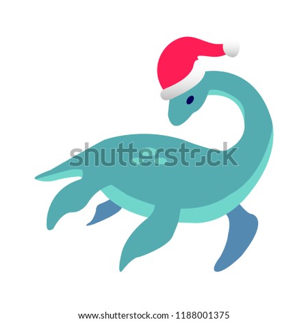 Loch nessie on white background vector illustration flat desing
