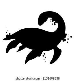 Loch nessie silhouette on white backgroung vector illustration flat design
