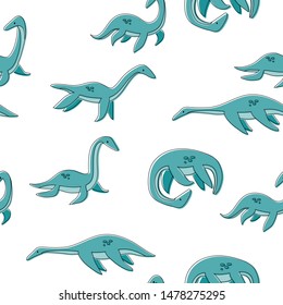 Loch nessy icon pattern on white background vector illustration line desing