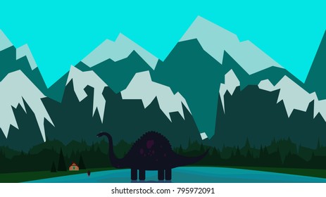Lochness monster in the lake vector illustration Scotland