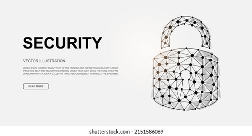 Lock 3d low poly symbol for landing page template. Antivirus design illustration. Polygonal Cyber security illustration for homepage design, adv page.