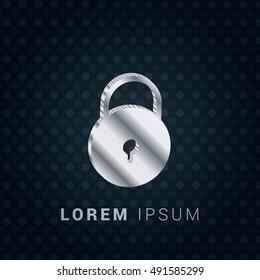 Lock 3D silver/platinum metallic chromium precious Icon / Logo Design