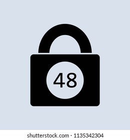 lock, 48 hours. vector icon