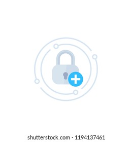Lock with add sign, security vector